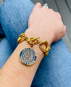 Repurposed Navy & Gold Louis Vuitton Trunks & Bags Vintage Bracelet