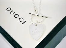 Load image into Gallery viewer, Repurposed Gucci Medium Heart  Sterling Silver Toggle Clasp Necklace
