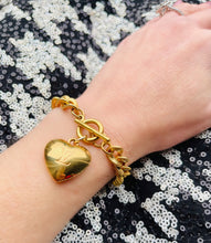 Load image into Gallery viewer, Repurposed Gold Louis Vuitton Heart Charm Vintage Bracelet