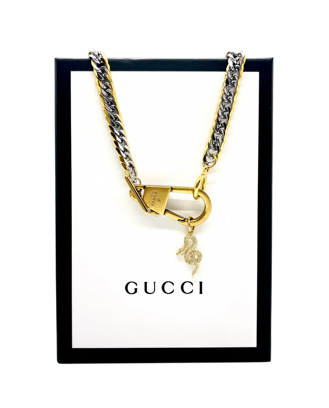 Repurposed Gucci Keychain Clasp & Removable Snake Charm Necklace