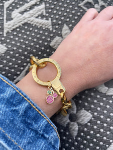 Repurposed Louis Vuitton Keyring & Cerises Charm Bracelet