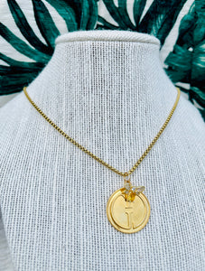 Repurposed Gucci Coin & Citrine Bee Charm Necklace
