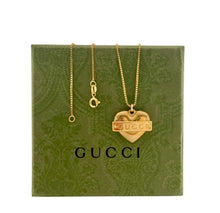 Load image into Gallery viewer, Repurposed Gucci Hardware Tag and Heart Charm Necklace