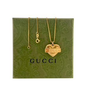 Repurposed Gucci Hardware Tag and Heart Charm Necklace