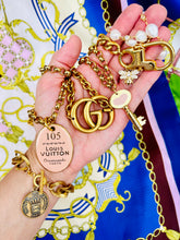 Load image into Gallery viewer, *Very Rare* Repurposed Pink &amp; Gold Louis Vuitton Heart/Key Charm Necklace
