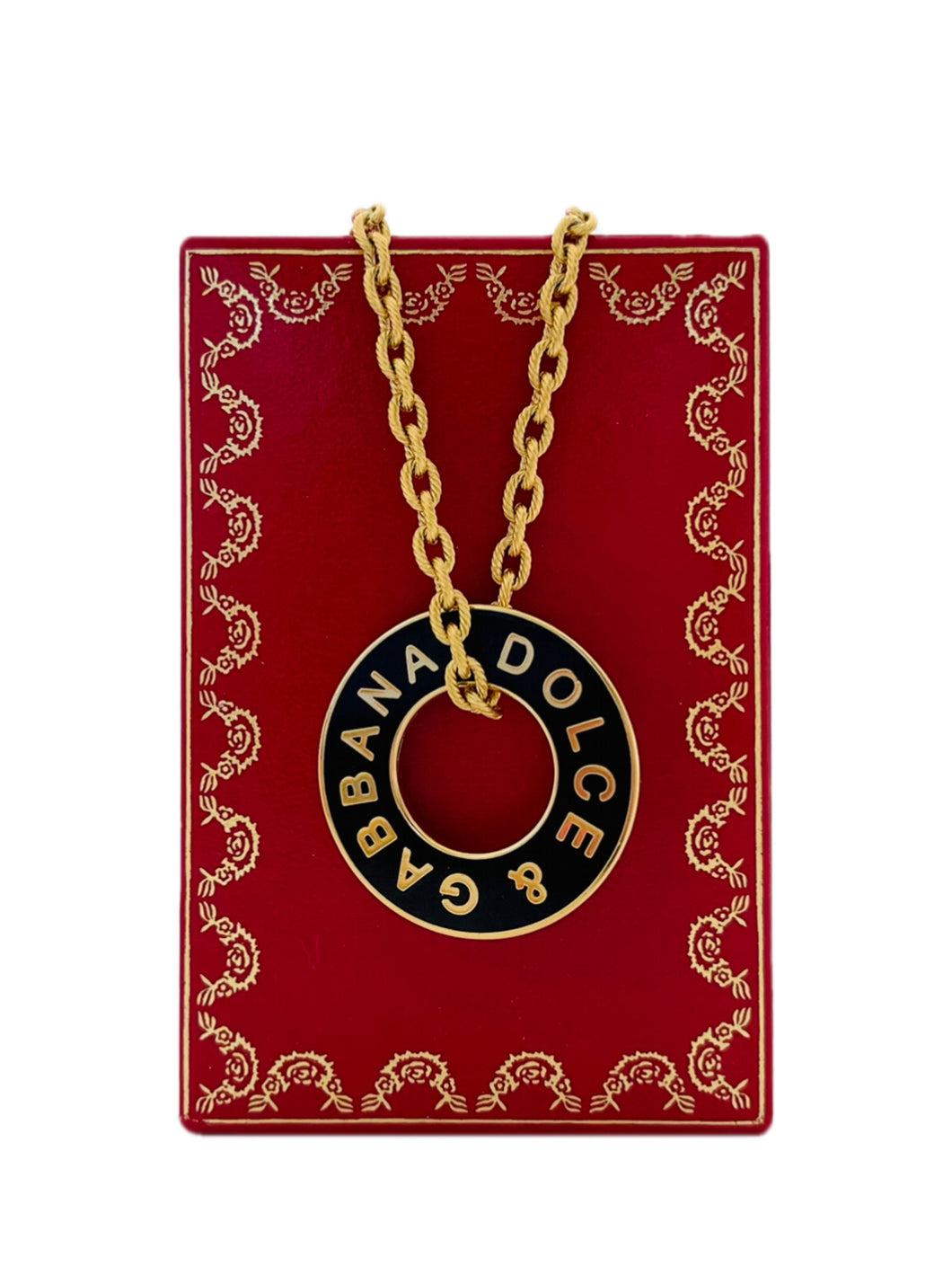 Repurposed Dolce & Gabbana Gold/Black Statement Disc Necklace