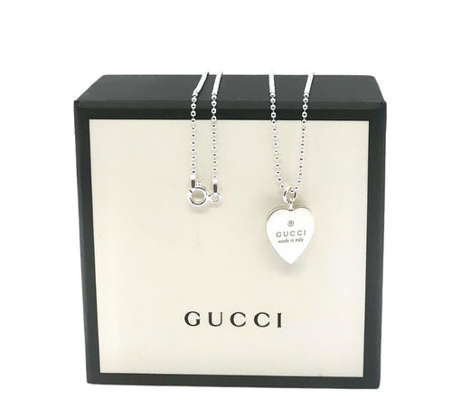 Repurposed Small Gucci Heart Sterling Silver Charm Necklace
