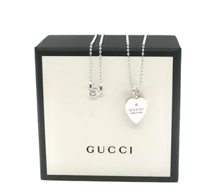 Repurposed Small Gucci Heart Sterling Silver Charm Necklace