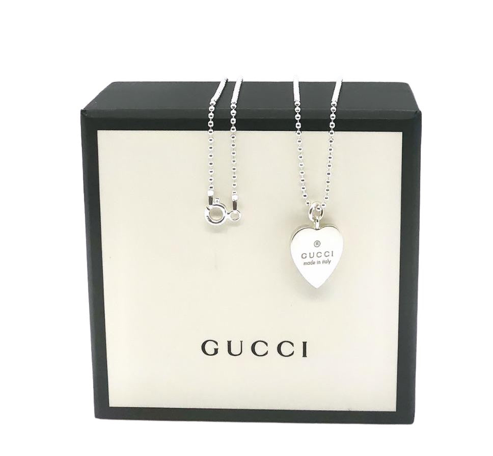 Repurposed Small Gucci Heart Sterling Silver Charm Necklace