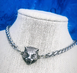 Repurposed Rare Gucci Tiger Head Silver Necklace