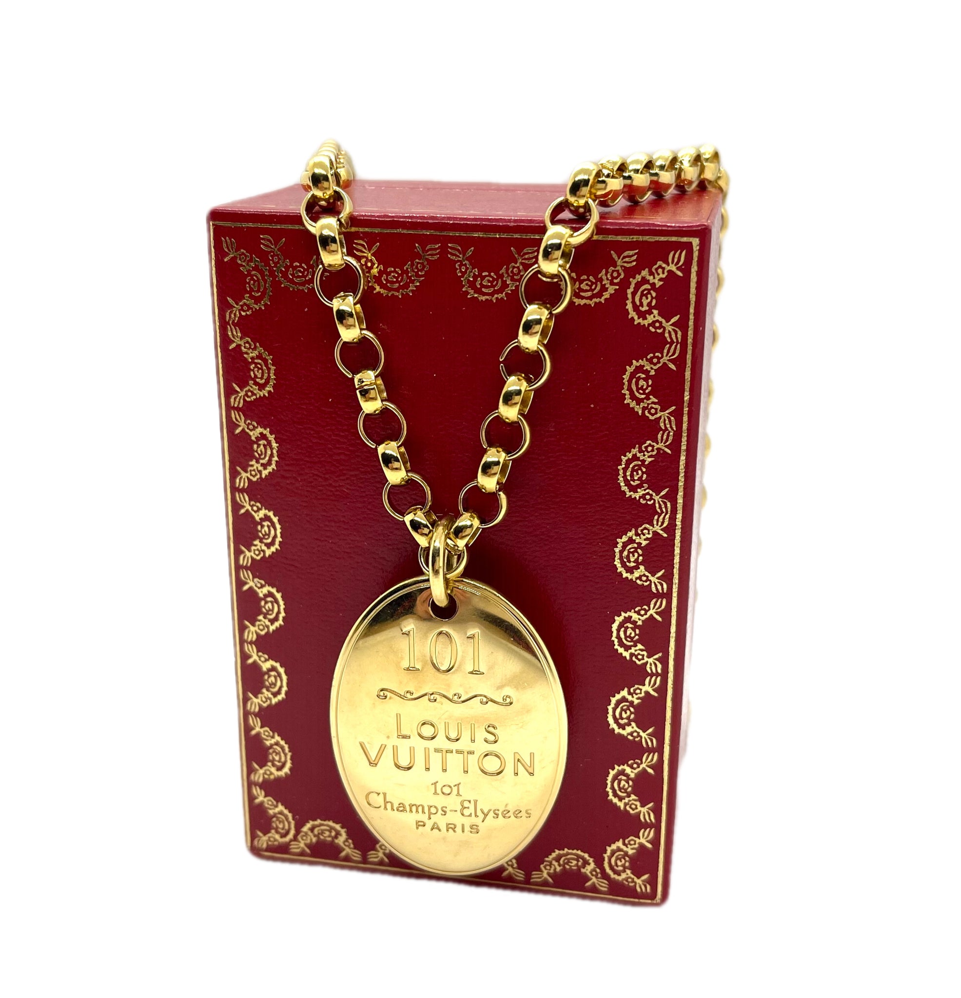 Repurposed vintage Louis Vuitton jewelry