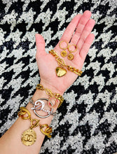Load image into Gallery viewer, Repurposed Gold Louis Vuitton Heart Charm Vintage Bracelet