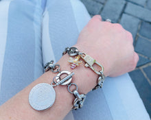 Load image into Gallery viewer, Repurposed Two~Tone Gucci Clasp &amp; Crystal Bee Charm Bracelet