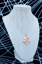 Load image into Gallery viewer, Repurposed Louis Vuitton Peach &amp; Gold (Double Sided) Ice Flower Porte Cles Necklace