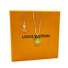 Load image into Gallery viewer, Repurposed Silver &amp; Green Louis Vuitton Signature Flower Necklace