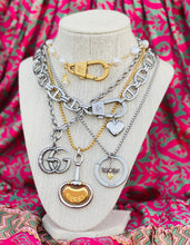 Load image into Gallery viewer, Repurposed Silver Gucci Keychain Clasp &amp; Removable Heart Charm Necklace