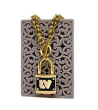 Load image into Gallery viewer, *Very Rare* Repurposed Louis Vuitton Pink &amp; Black Padlock Toggle Necklace