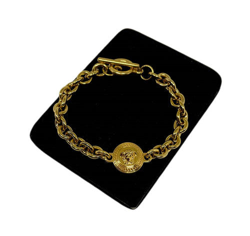 Repurposed Versace Medusa Gold Coin Toggle Bracelet