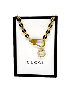 Repurposed Gucci Keychain Clasp & Removable Jaguar Charm Necklace