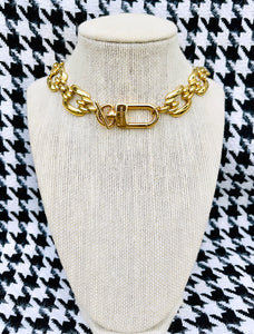 Repurposed Louis Vuitton Keychain Clasp 1980’s Vintage Statement Necklace