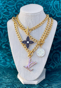 X~Large Repurposed Pink & Gold Louis Vuitton Toggle Clasp Necklace