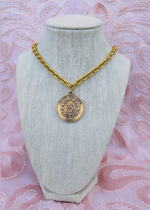 Repurposed Large Interlocking GG “Blind for Love 1921” Reversible Coin Necklace