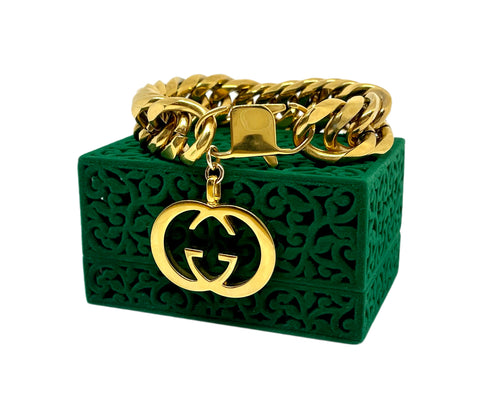 Repurposed 1990’s Interlocking GG Gucci Charm Chunky Bracelet