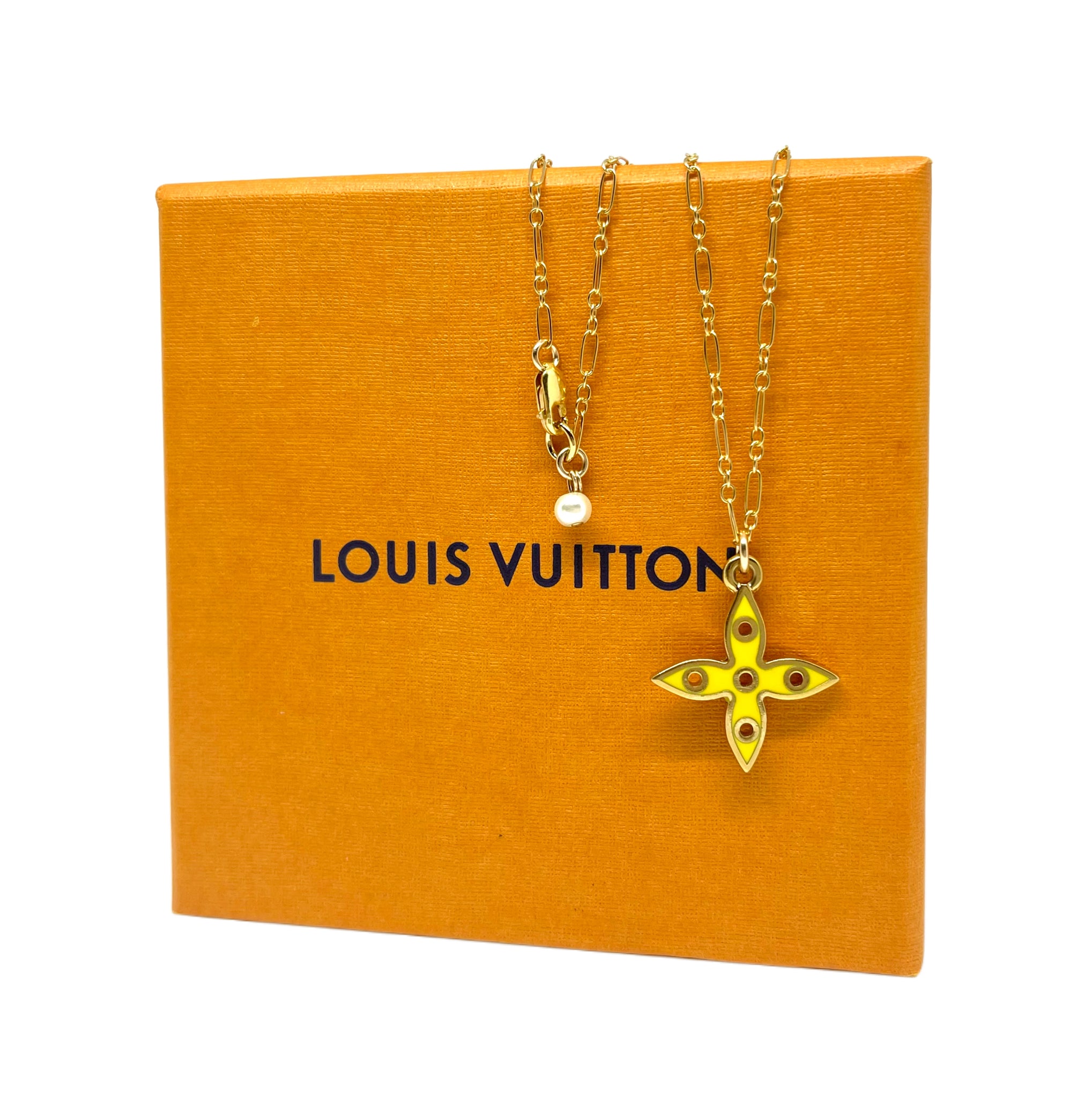 Repurposed Yellow & Baby Pink Medium Louis Vuitton Flower Cut-Out Neck –  DesignerJewelryCo