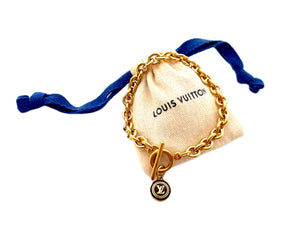 Repurposed Louis Vuitton Gold & Café Charm Toggle Bracelet