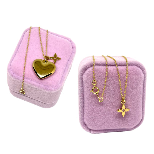 Repurposed Louis Vuitton Monogram Flower & Removable Heart Charm Necklace