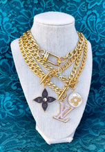 Load image into Gallery viewer, Repurposed Louis Vuitton Keychain Clasp &amp; Butterfly Charm Necklace