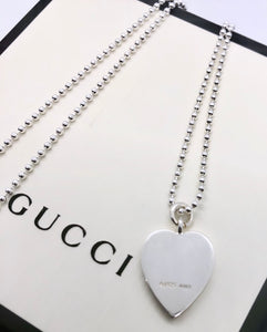 Repurposed Small Gucci Heart Sterling Silver Charm Necklace