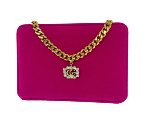 Large Repurposed Interlocking GG Crystal Gucci Necklace