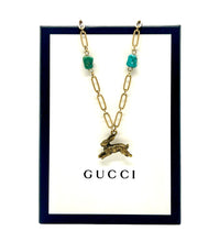 Load image into Gallery viewer, Repurposed Gucci Bunny Charm &amp; Vintage Turquesa Chain Necklace