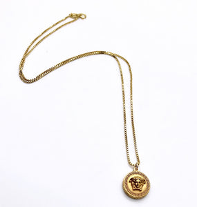 Repurposed Rare Versace Matte Gold Medusa Necklace