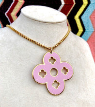 Load image into Gallery viewer, Repurposed Reversible Fuchsia &amp; Light Pink Louis Vuitton  Large Charm Necklace
