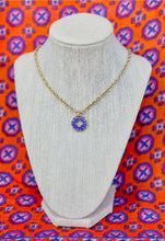 Load image into Gallery viewer, Repurposed Reversible Green &amp; Purple Medium Louis Vuitton Cut-Out Charm Necklace
