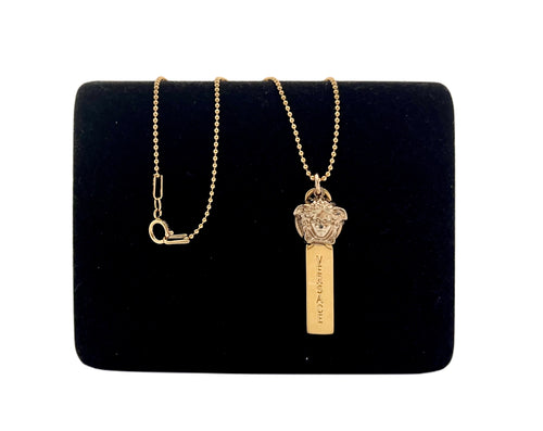 Repurposed Versace Vertical Bar & Medusa Charm Necklace