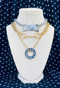 Repurposed Dior Hardware Silver & Gunmetal Necklace