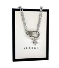 Load image into Gallery viewer, Repurposed Gucci Keychain Clasp &amp; Removable Bee Charm Necklace