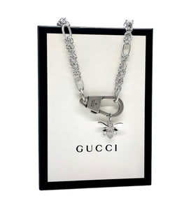Repurposed Gucci Keychain Clasp & Removable Bee Charm Necklace