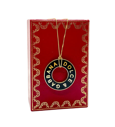 Repurposed Dolce & Gabbana Gold & Black Statement Disc Necklace
