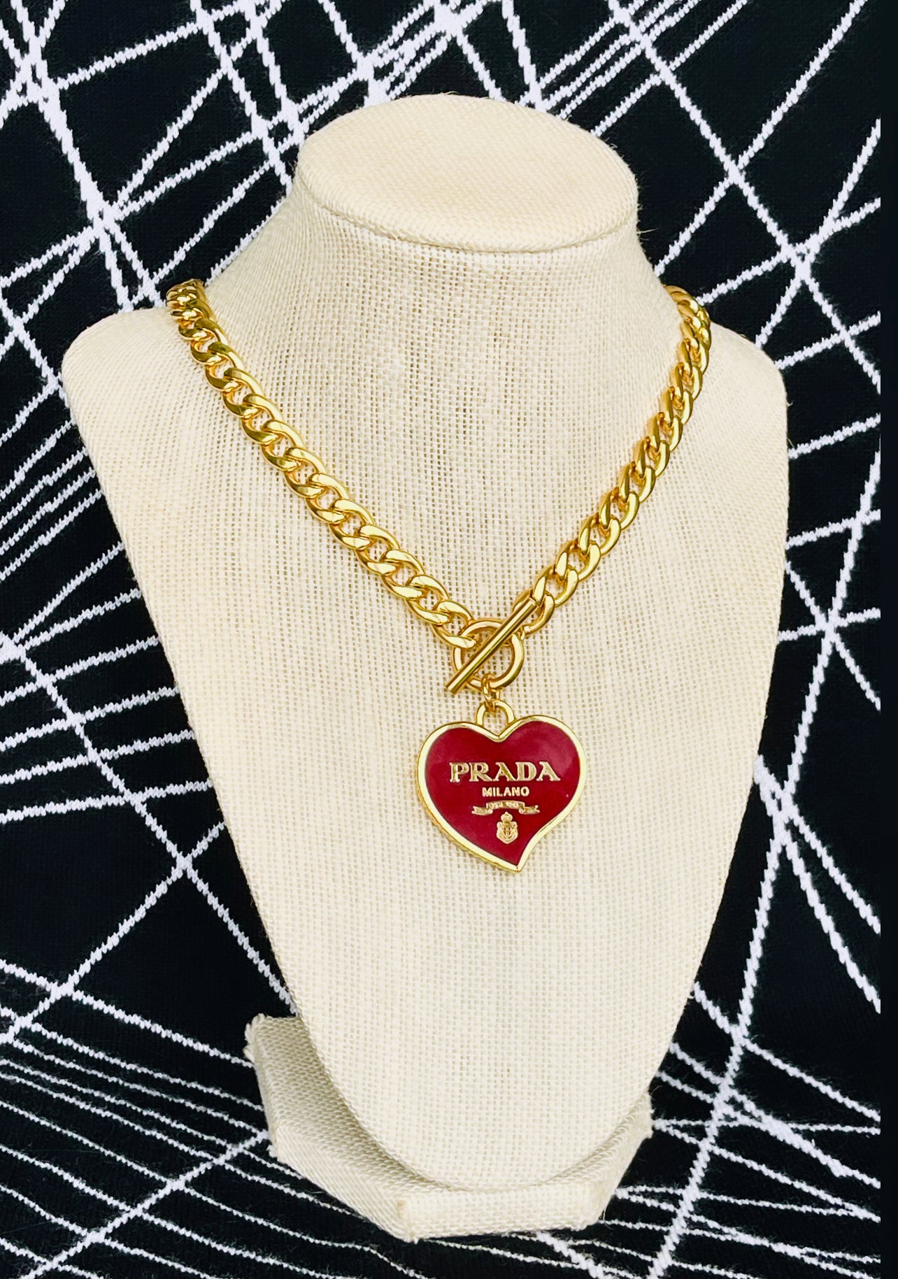 Prada heart chain necklace Clearance