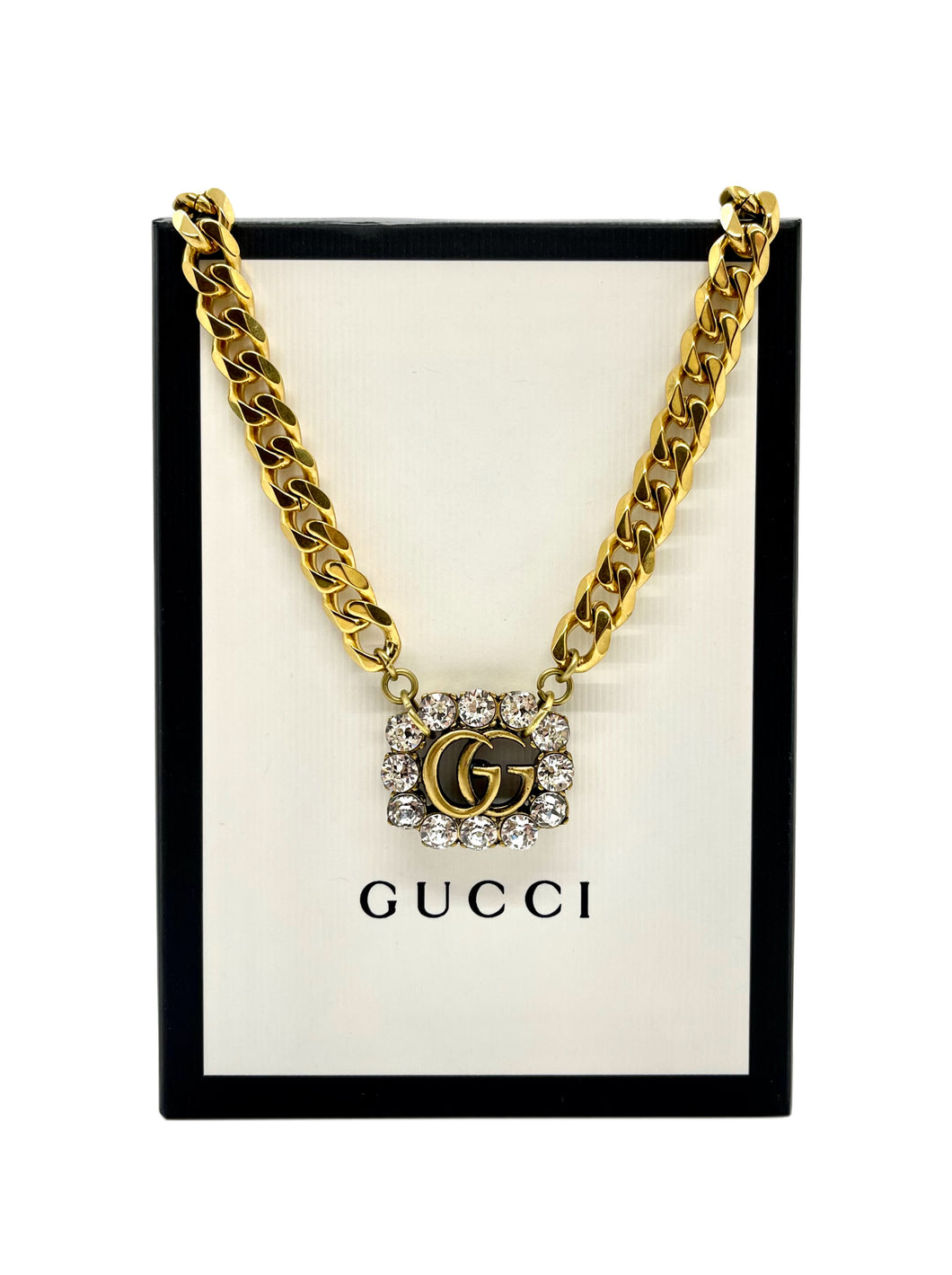 Repurposed Very Rare Large Interlocking GG Crystal Gucci Rare Necklace