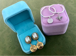 Repurposed Gucci Sterling Silver Charm & Bee Asymmetrical Earrings