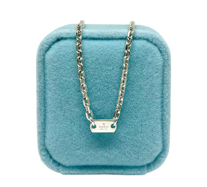 Repurposed Mini Gucci Tag Charm Sterling Silver Necklace