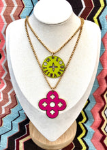 Load image into Gallery viewer, Repurposed Turquoise &amp; Green Reversible Louis Vuitton  X~Large Charm Necklace