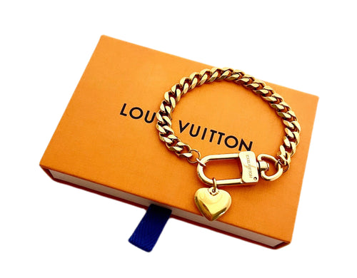 Repurposed Louis Vuitton Key~Clasp Heart Charm Bracelet