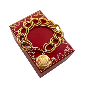 Repurposed Gold Louis Vuitton Sunburst Charm Bracelet