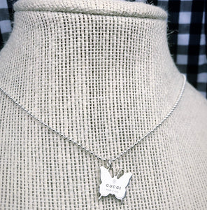 Repurposed Gucci Medium .925 Sterling Silver Butterfly Necklace